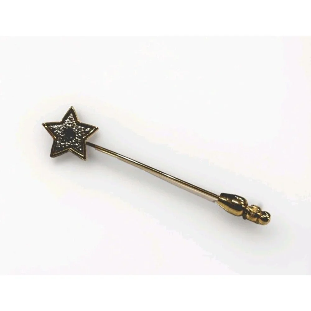 Vintage Avon Gold Tone Star Stick Pin Blue Starshine Lapel Hat Scarf #1368